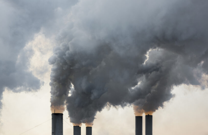 Smoke emerging from chimneys