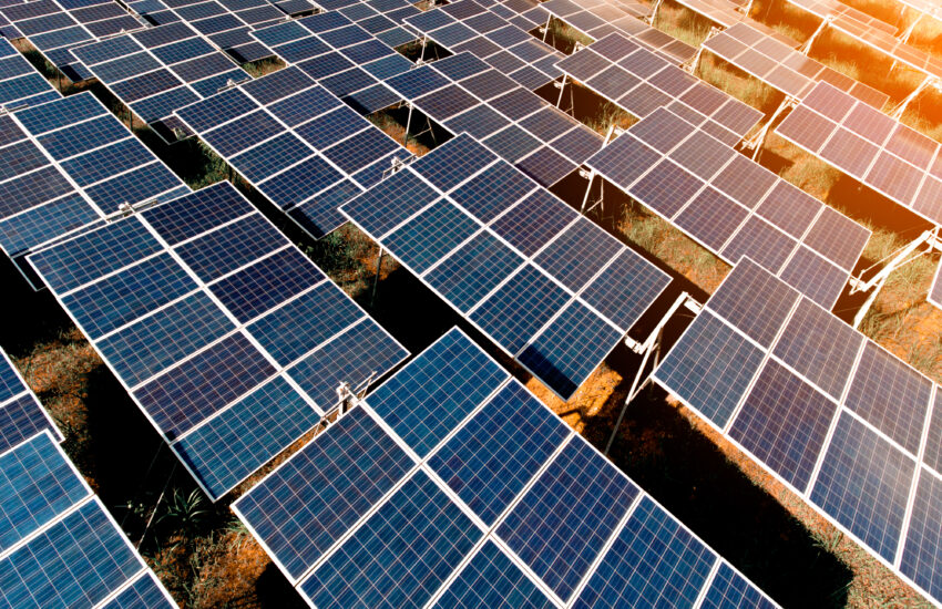 sunset over Solar Farm